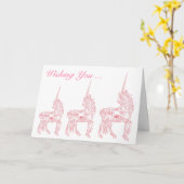 Aangepaste feestdag voor magische roze Unicorn Kaart (Gele Bloem)