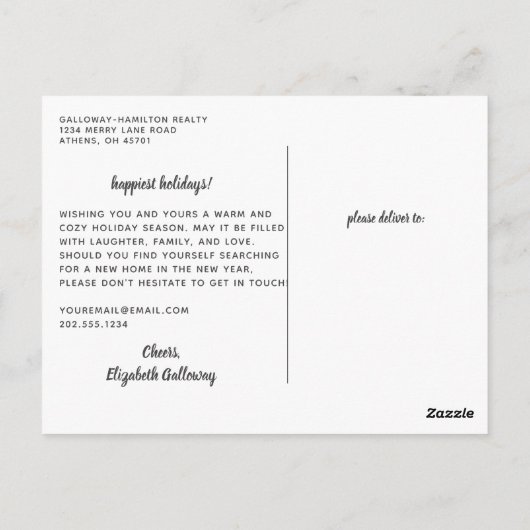 Aangepaste feestdag voor onroerend goed briefkaart (Achterkant)