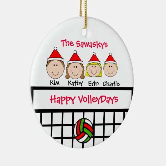 Aangepaste feestdag voor volleybalfamilie keramisch ornament (Rechts)