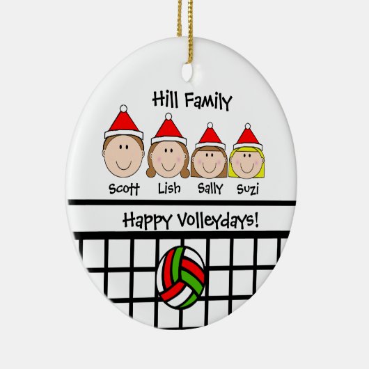 Aangepaste feestdag voor volleybalfamilie keramisch ornament (Rechts)