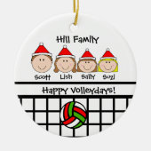 Aangepaste feestdag voor volleybalfamilie keramisch ornament (Voorkant)