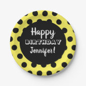 Aangepaste feestdag voor zwarte en gele poka papieren bordje (Voorkant)