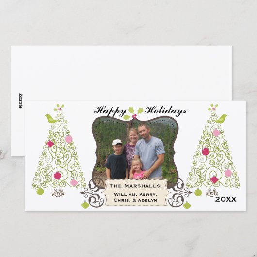 Aangepaste feestdagfoto-kaart met cirkelvormige kl feestdagenkaart (Voorkant / Achterkant)