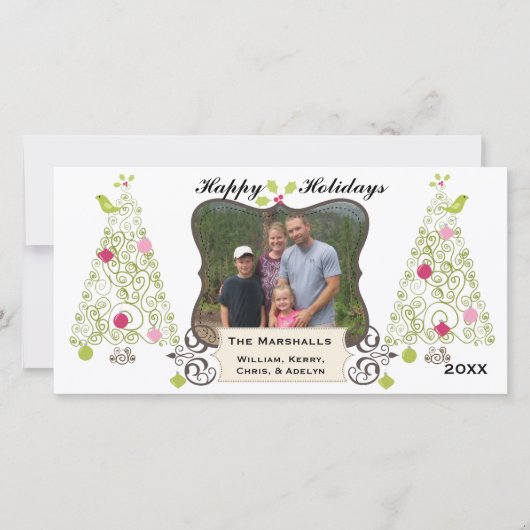 Aangepaste feestdagfoto-kaart met cirkelvormige kl feestdagenkaart (Voorkant)