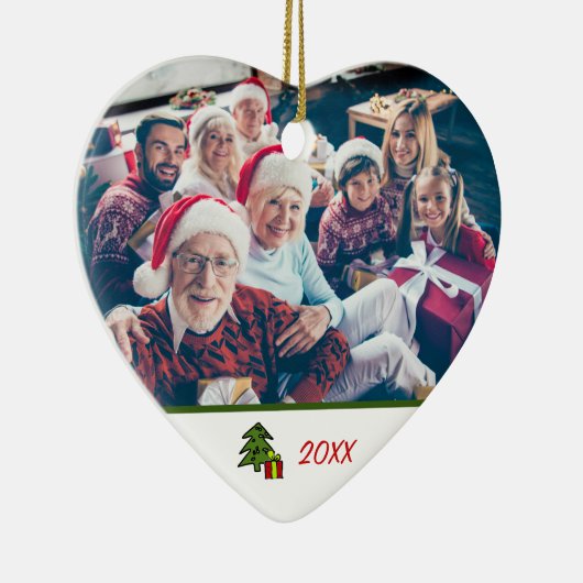 Aangepaste feestelijke 2-zijdige kerstfoto's keramisch ornament (Rechts)