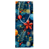 Aangepaste Feestelijke Bladeren en Baubles Gift Ba Wijn Cadeautas (Achterkant)