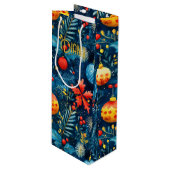 Aangepaste Feestelijke Bladeren en Baubles Gift Ba Wijn Cadeautas (Voorkant Gekanteld)