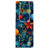 Aangepaste Feestelijke Bladeren en Baubles Gift Ba Wijn Cadeautas (Voorkant)