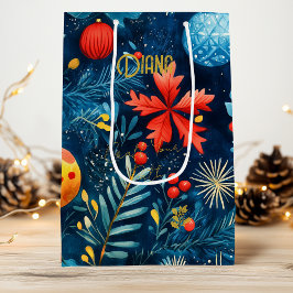 Aangepaste Feestelijke Bladeren en Baubles Gift Ba Wijn Cadeautas