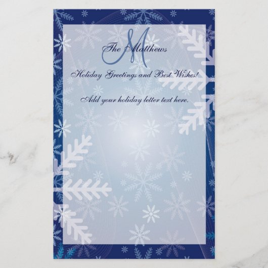 Aangepaste feestelijke groeten Familie Letter Snow Briefpapier (Voorkant)