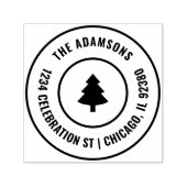 Aangepaste feestelijke kerstboom ronde familie adr  zelfinktende stempel (Design)