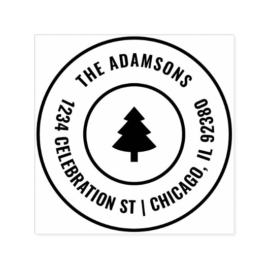 Aangepaste feestelijke kerstboom ronde familie adr  zelfinktende stempel (Design)