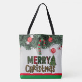 Aangepaste feestelijke kerstkrans Vrolijk kerstfee Tote Bag (Voorkant)