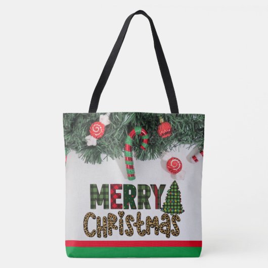Aangepaste feestelijke kerstkrans Vrolijk kerstfee Tote Bag (Voorkant)