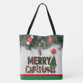 Aangepaste feestelijke kerstkrans Vrolijk kerstfee Tote Bag (Achterkant)