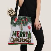 Aangepaste feestelijke kerstkrans Vrolijk kerstfee Tote Bag (Dichtbij)