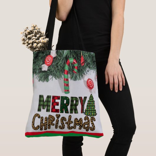 Aangepaste feestelijke kerstkrans Vrolijk kerstfee Tote Bag (Dichtbij)