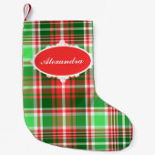 Aangepaste feestelijke klassieke rode groene plaid kleine kerstsok (Voorkant)