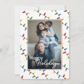 Aangepaste feestelijke partij String Lights Patroo Feestdagenkaart (Voorkant)