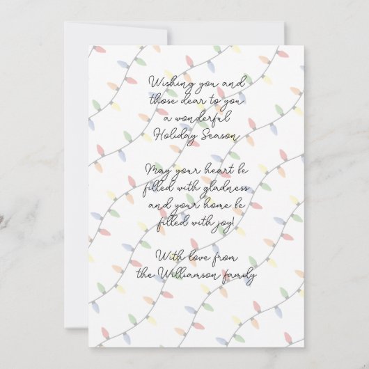 Aangepaste feestelijke partij String Lights Patroo Feestdagenkaart (Achterkant)