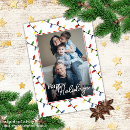 Aangepaste feestelijke partij String Lights Patroo Feestdagenkaart