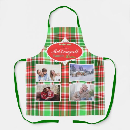 Aangepaste feestelijke rode groene kerstfotovakant schort (Voorkant)