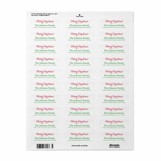 Aangepaste feestelijke rood groen script Vrolijk k Etiket (Full Sheet)