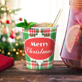 Aangepaste feestelijke rood groen wit kerstfeest papieren bekers