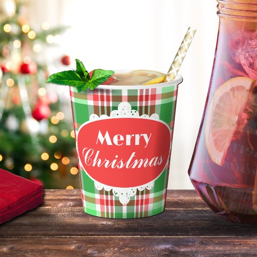 Aangepaste feestelijke rood groen wit kerstfeest papieren bekers