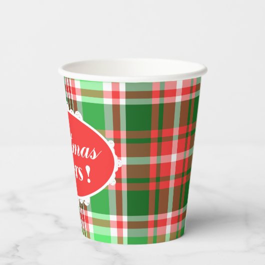Aangepaste feestelijke rood groen wit kerstfeest papieren bekers (Achterkant)