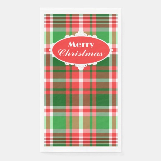 Aangepaste feestelijke rood groen wit kerstfeest servet (Voorkant)