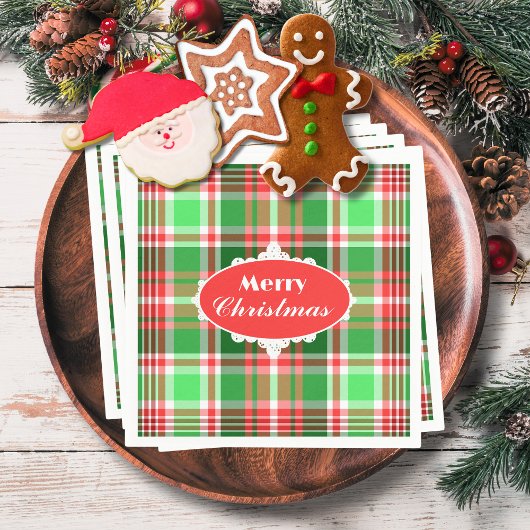 Aangepaste feestelijke rood groen wit kerstfeest servet