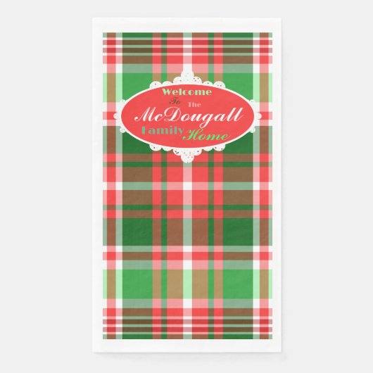 Aangepaste feestelijke rood groen wit kerstfeest servet (Voorkant)