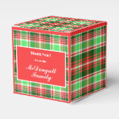 Aangepaste feestelijke rood groen witte kerstvakan bedankdoosjes (Voorkant Zijde)