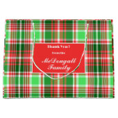 Aangepaste feestelijke rood groen witte kerstvakan groot cadeauzakje (Voorkant)