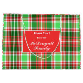 Aangepaste feestelijke rood groen witte kerstvakan groot cadeauzakje (Achterkant)