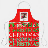 Aangepaste feestelijke rood groene kerstfoto schort (Voorkant)