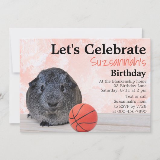 Aangepaste feestelijke uitnodiging voor basketbalp (Voorkant)
