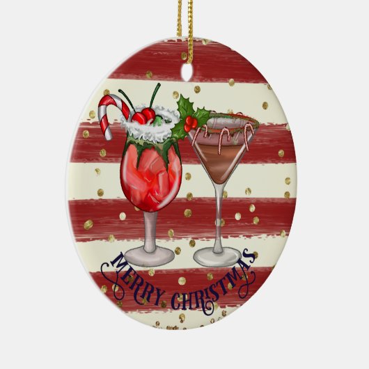 Aangepaste feestelijke vakantie Drink kerstversier Keramisch Ornament (Rechts)