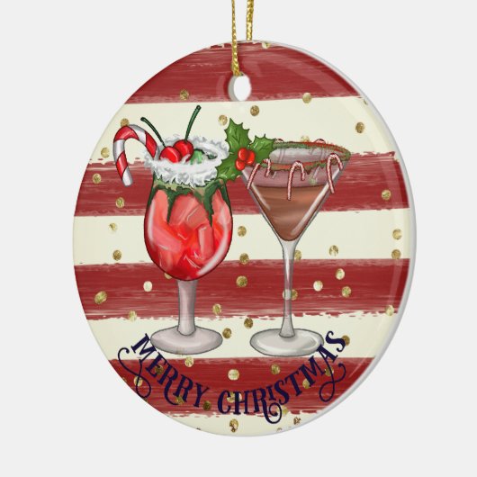 Aangepaste feestelijke vakantie Drink kerstversier Keramisch Ornament (Links)