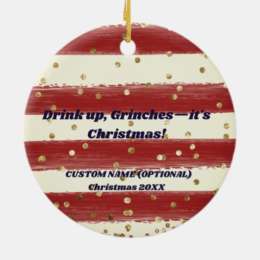 Aangepaste feestelijke vakantie Drink kerstversier Keramisch Ornament (Achterkant)