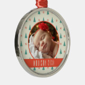Aangepaste feestfoto | Kerstbomen en snowschilfers Metalen Ornament (Rechts)