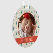 Aangepaste feestfoto | Kerstbomen en snowschilfers Ornament (voorkant)