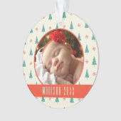 Aangepaste feestfoto | Kerstbomen en snowschilfers Ornament (voorkant)