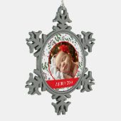 Aangepaste feestfoto | Mistletoe Pattern Tin Sneeuwvlok Ornament (Links)