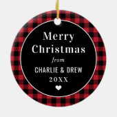 Aangepaste feestfoto voor rode en zwarte buffels keramisch ornament (Achterkant)