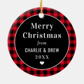 Aangepaste feestfoto voor rode en zwarte buffels keramisch ornament (Achterkant)