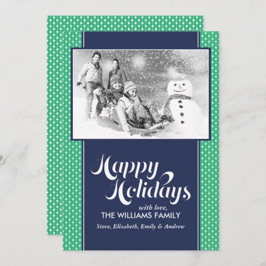 Aangepaste feestkaarten voor groene en blauwe lijn feestdagenkaart (Voorkant / Achterkant)