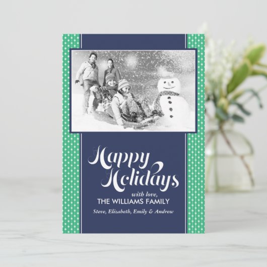 Aangepaste feestkaarten voor groene en blauwe lijn feestdagenkaart (Staand voorkant)