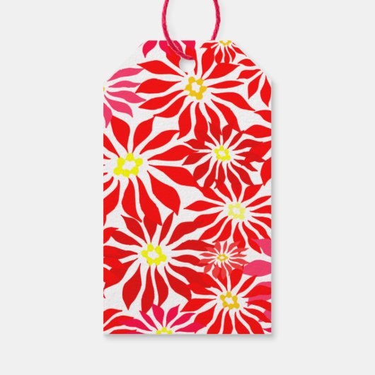 Aangepaste feestkeuken voor rood poinsettia Gift L Cadeaulabel (Achterkant)